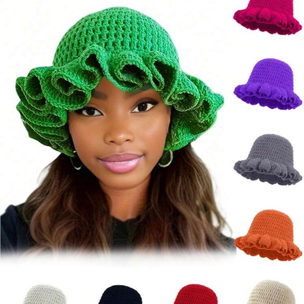 Elegant Red Ruffled Women's Hat